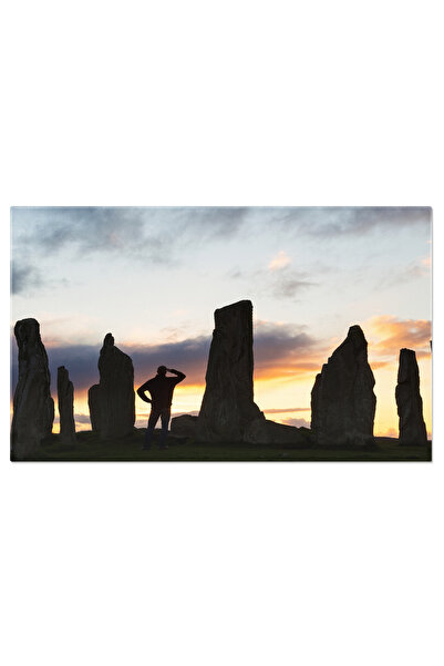 StoryGift Romania Tablou Canvas: Om La Calanais Standing Stones, Apus De Soare, Atractie Turistica