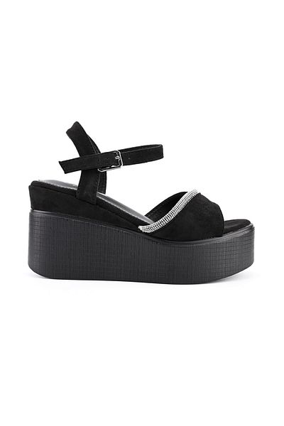 Tmall Sandale de dama,Cu platforma,Din Piele Ecologica Intoarsa,SA17,Negru