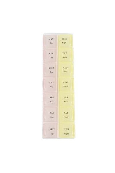 PUFO Organizer box for medicines, vitamins or supplements per week with two compartments per day
