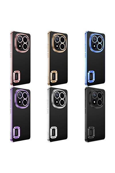 m.tk moveteck Xiaomi Redmi Note 14 Pro Plus Kılıf Tam Kamera Korumalı Metalik Renkli Kenar Yumuşak Şeffaf Silikon