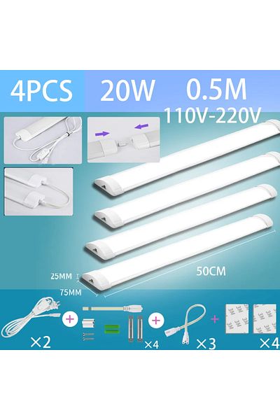 Choice EU Plug 110v-220v Warm light 3000K 4pcs 50cm 1.8m Plug Led Tube Light With Switch Wire 110V 220V 30/