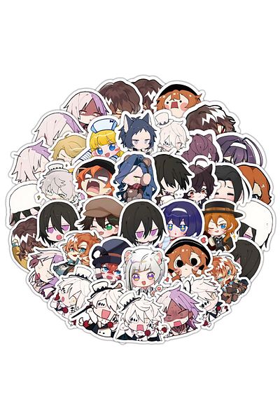 Choice 60pcs Cartoon Anime Q-version Bungo Stray Dogs Graffiti Stickers For Bicycle Hand Account Pencil ...