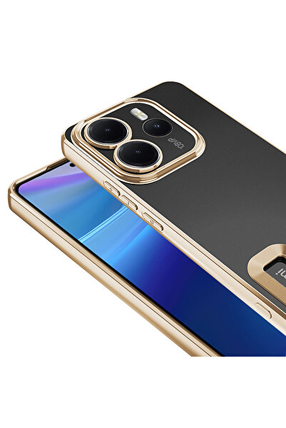 m.tk moveteck Xiaomi Redmi Note 14 4G Kılıf Tam Kamera Korumalı Metalik Renkli Kenar Yumuşak Şeffaf Silikon Lensli