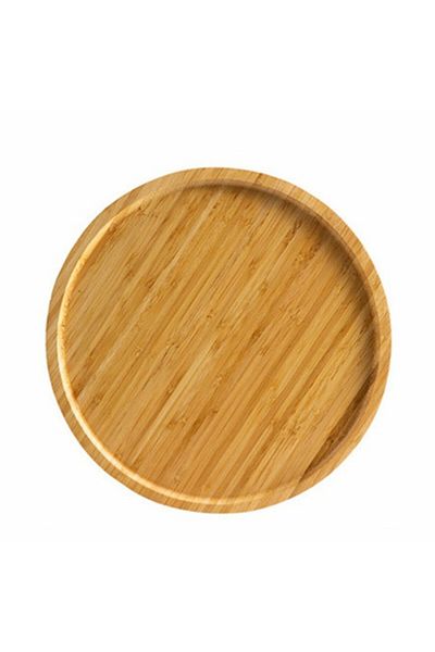 PUFO Platou rotund din lemn de bambus pentru servirea mâncării, aperitivelor, dulciurilor, pizza, 30 cm, maro