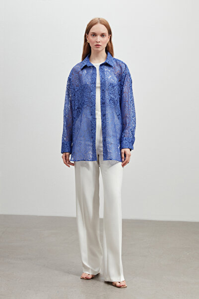 Shn KUŞAKLI TRANSPARAN OVERSIZE GOMLEK