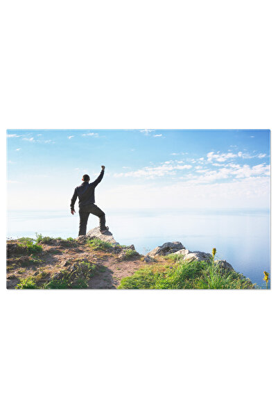 StoryGift Romania Tablou Canvas Om Pe Marginea Stancii La Marea, Reusita, Catarare, Sport, Natura 2903