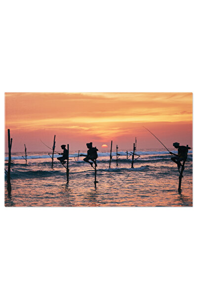 StoryGift Romania Tablou Canvas Pescuit Pe Piloti Traditional In Sri Lanka, S...