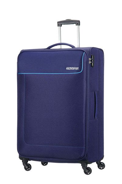 American Tourister JAMAICA Soft Spinner Trolley Checked Luggage – 69cm, Navy