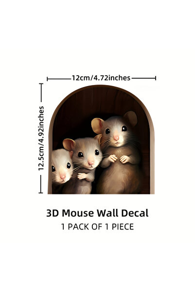 Choice 12.5x12CM QT-410 3D Mouse In Hole Wall Stickers Waterproof Moisture-pr...