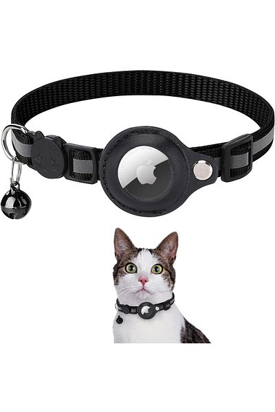 Choice Neck 22-32cm Black Airtag Case Collar for Cats with Protective Case for Anti Lost Locator Tracker Do
