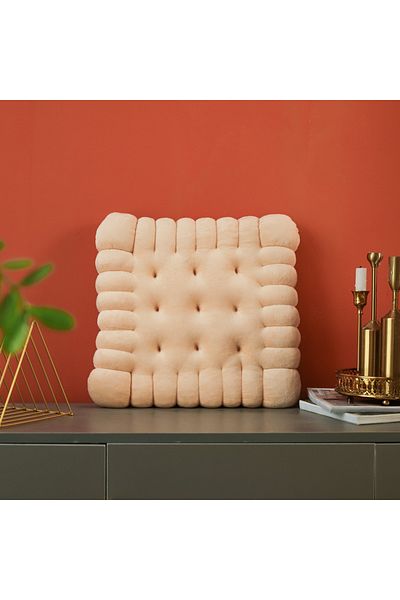 Choice 42x42cm Square Beige Ins Cookie Biscuit Cushion Soft Cute Throw Pillow Square Circle Thicken Seat De