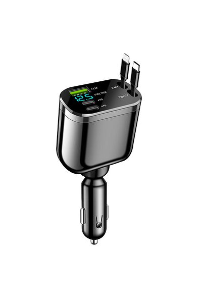 Choice black Car Charger Super Fast Charging USB 3.1A Type C PD Fast Charging Voltage Detection Retractable