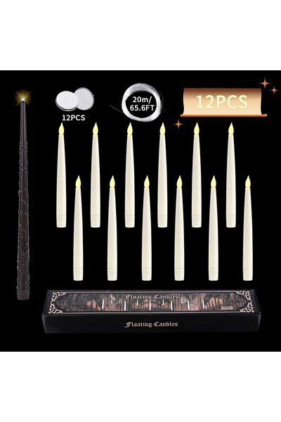 Choice 12 pack Floating Candles with Wand 12 PCs Magic Hanging Candles Flickering Warm Light Flameless Floa