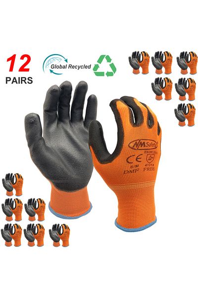 Choice L PU1350-ORDMF NMSafety 12 Pairs Work Gloves For PU Palm Coating Safety Protective Glove Nitrile Pro