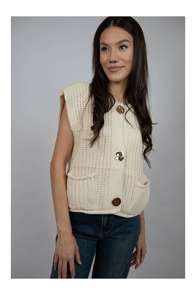 Lamiar ANNE THICK KNITTED VEST SWEATER ONE SIZE Ivory
