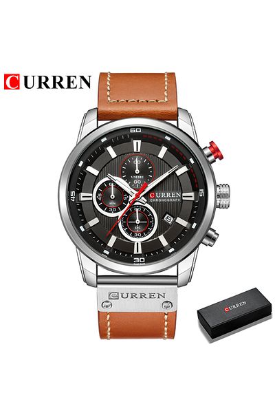 Curren silver black box CURREN Fashion Date Quartz Men Watches Top Brand Luxury Male Clock Chronograph Spor