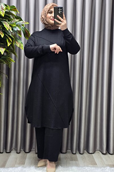 Elmas Tesettür Γυναικεία Ρούχα Μεγάλου Μεγέθους Μαντίλα Ριμπ Σετ δύο τεμαχίων