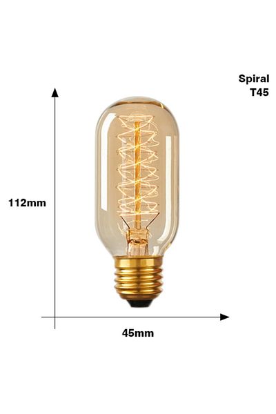 YNL Dimmable 220V T45 Spirai Retro Edison Bulb E27 220V 110V 40W ST64 G80 G95 T10 T45 Dimmable Ampoule V