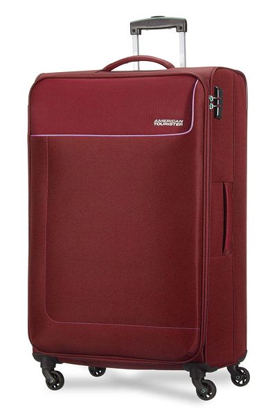 American Tourister JAMAICA Soft Spinner Trolley Checked Luggage – 80cm, Maroon