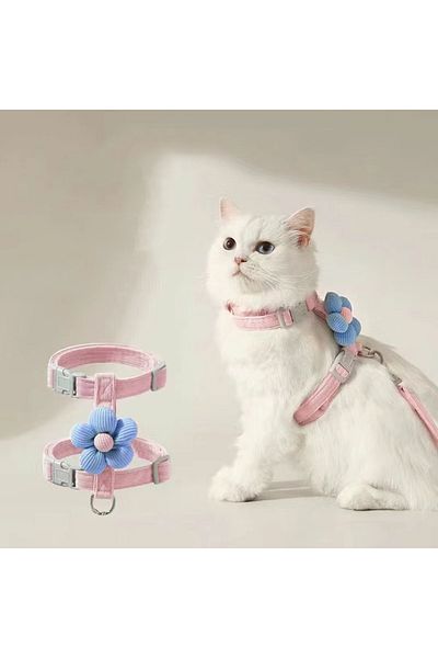Choice S Pink Cat Harness and Leash Sets Adjustable Dog Harness for Small Dog Leash Breashable Pet Harness