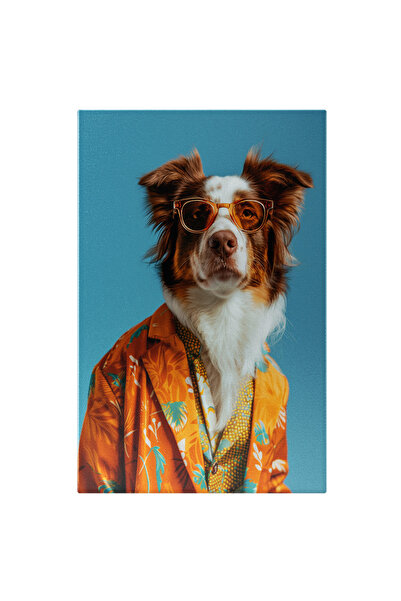 StoryGift Romania Tablou Canvas Câinele În Costum Colorat Cu Ochelari De Soar...
