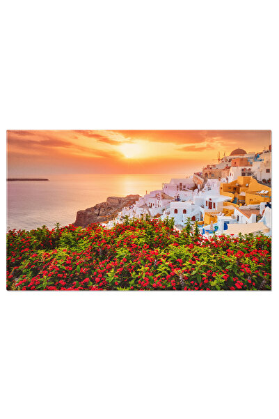 StoryGift Romania Tablou Canvas - Peisaj Idilic In Santorini, Grecia, Cu Priv...