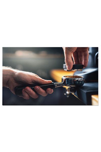 StoryGift Romania Tablou Canvas Asezarea Cafelei In Portafiltru Cu Instrument Special, Distribuitor, Distributie,