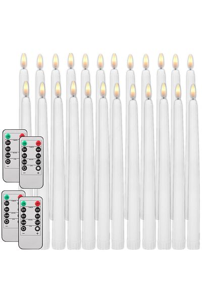 Choice 24Pc with Remote 6/24Pc LED Flameless Taper Candles 6.5/11"Tall Tapered Candle Battery Operated Warm