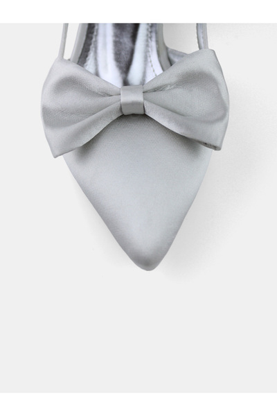 MAGGIO Silver Satin Bow Women's Heeled Shoes