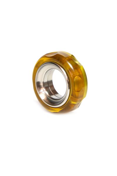 AHHLCLT Pei Pei Haptic Ring Mechanical Fidget Ratchet Ring EDC Toys Stainless Steel+Pei Fingertip Metal Tyre