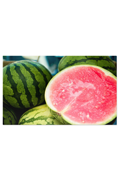 StoryGift Romania Tablou Canvas Vedere Detaliata A Unei Jumatati De Pepene Verde Si A Bucatilor Taiate, Oferind O