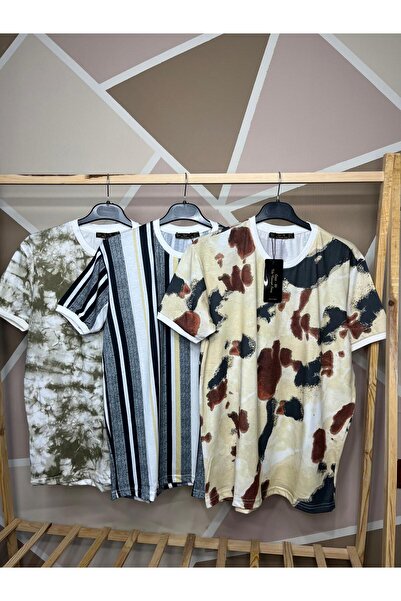 MFZ Giyim Κίτρινο Χρώμα Ανδρικό T-shirt Crew Neck 3 τεμαχίων