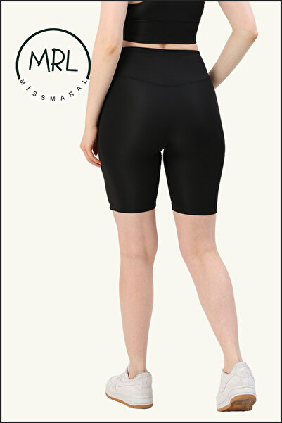 missmaral Women's Black High Waist Recovery Biker Shorts Short Sports Tights Lycra Diver Biker Tights 1043