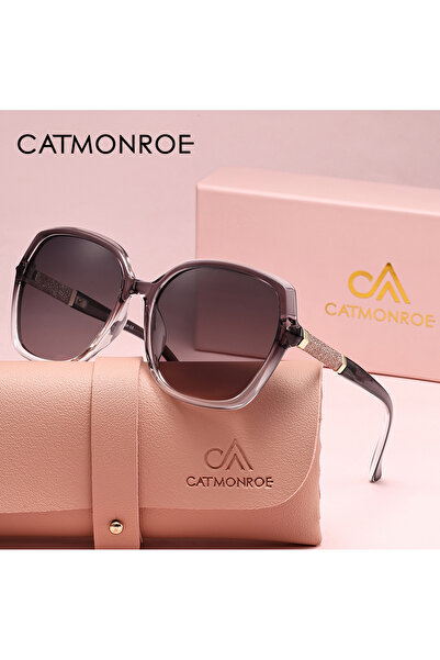 Choice نظارات شمسية نسائية فاخرة مستقطبة من كات مونرو، لون أحمر نبيذي، إطار فراشة، علبة هدايا وردية، عصرية، مقاومة للأشعة فوق البنفسجية 400