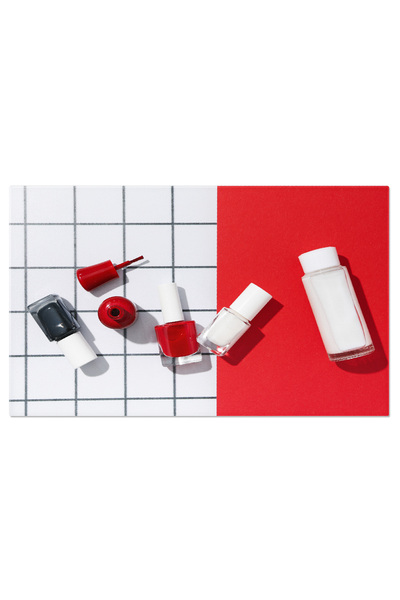 StoryGift Romania Tablou Canvas Oje Multicolore Pe Fundal Rosu Si Alb Detalii...