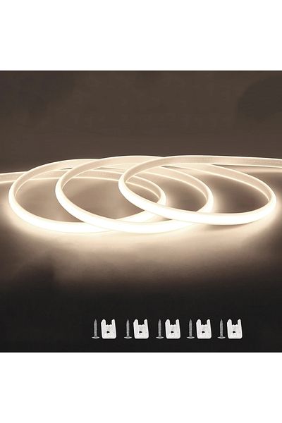 Lcamaw 5M 220V With EU Plug Neutral White 110V 220v High Brightness COB Led Strip for Room Waterproof Led T