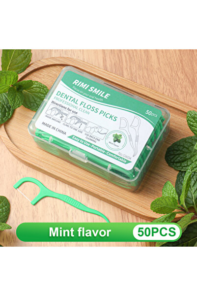 Choice3 Mint style 50 sticks/box, fruit flavored dental floss stick, with 4 f...