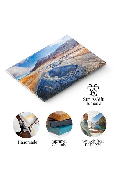 StoryGift Romania Tablou Canvas Zona Geotermala Cu Multime Fierbinte In Hvammsfjordur, Islanda Namaskard, Hverir,