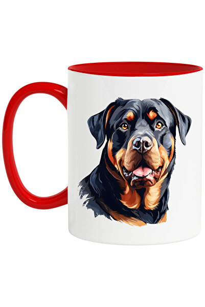 StoryGift Romania Cana cu un caine Rottweiler, ilustratie, curios, bucuros, j...