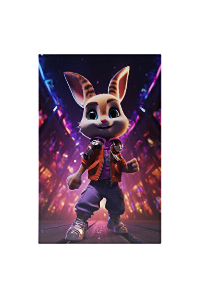 StoryGift Romania Tablou Canvas: Iepurasul Dansator Cu Ochii Albastri In Jach...