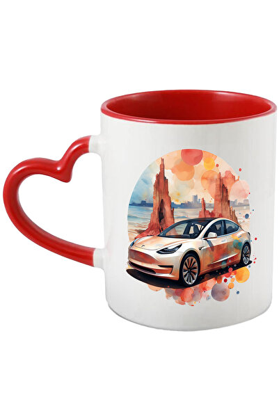 StoryGift Romania Cana Cu Masina, Tesla, Plaja, Stanci, Oras, Cer, Multicolor...