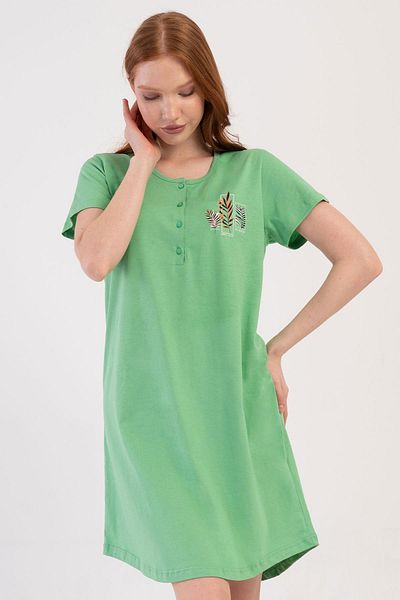 VİENETTA Women's Short Sleeve Green Nightdress C1T3N2O904