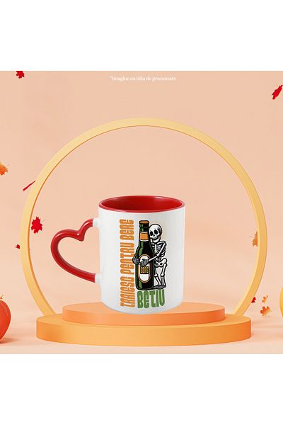 StoryGift Romania Skeletons and Beer Bottle Mug Funny Text Lives for Beer, 330ml, Ceramic, With,STG.