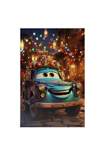 StoryGift Romania Tablou Canvas: Masina Albastra Din Desenele Animate Cu Masi...