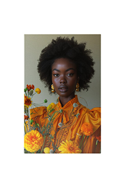 StoryGift Romania Tablou Canvas Woman With Black Skin Cu Parul Cret Si Cercei...