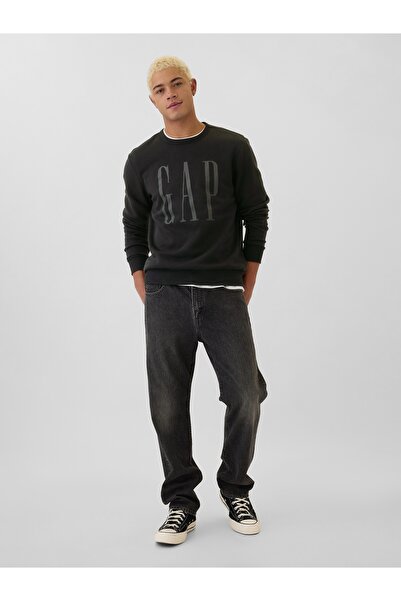GAP Чорна флісова кофта з логотипом для чоловіків
