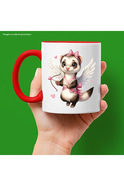 StoryGift Romania Cupid ferret mug | illustration | wings | flying | archery | heart, With ,STG