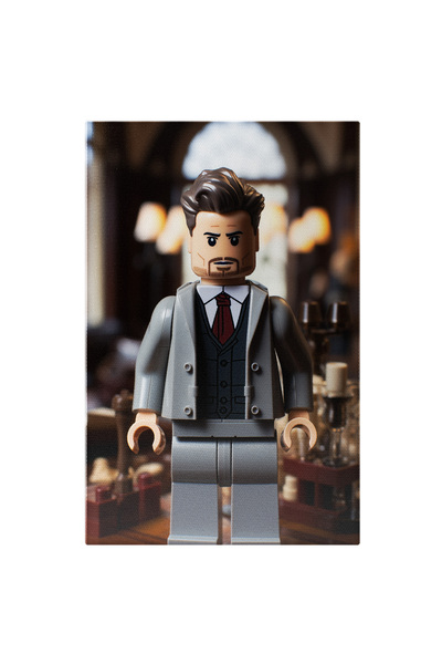 StoryGift Romania Tablou Canvas: Figurina Lego Masculina Cu Privire Suparata Si Par Aranjat In Costum Si Vesta P