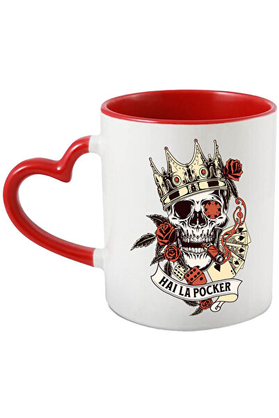 StoryGift Romania Cana Cu Craniu Uman Cu Coroana Regala Trabuc Trandafir Rosu...