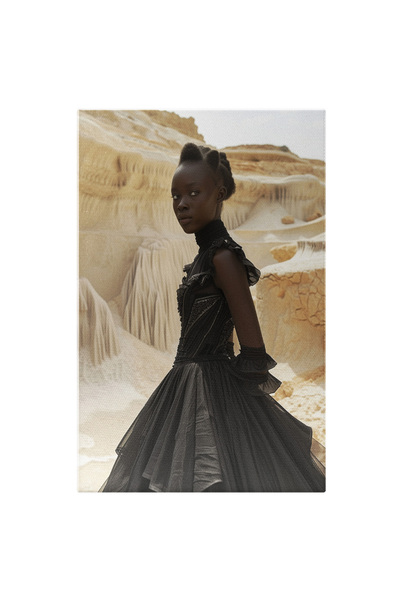 StoryGift Romania Tablou Canvas: Fata Africana Imbracata In Rochie Neagra Got...